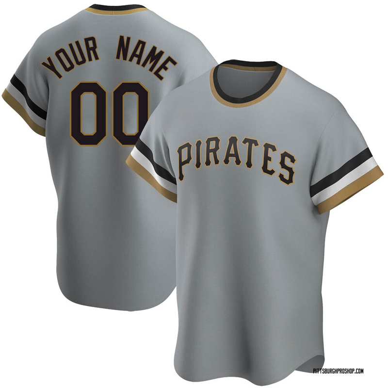 Custom Men's Pittsburgh Pirates Alternate Jersey Black Golden Replica