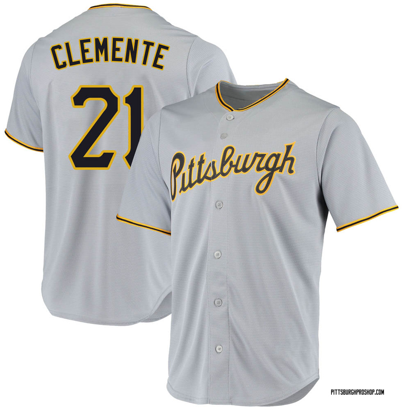 Roberto Clemente Men's Pittsburgh Pirates Road Jersey - Gray Replica