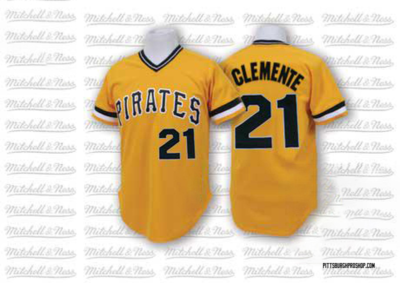 Roberto Clemente Men's Pittsburgh Pirates Throwback Jersey - Gold Authentic